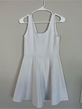 H&M White Scoop Neck Fit-and-Flare Mini Dress